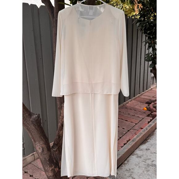 Vintage R&M Richards Karen Kwong 2 Pc Embroidered Chiffon Dress Set Size 10 - Picture 4 of 9